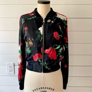 EXPRESS- Cropped Floral Bomber Jacket - Small
